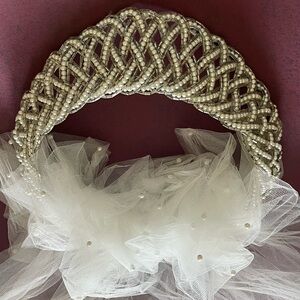 Vintage Elegant Silver Wedding Beaded Headband
